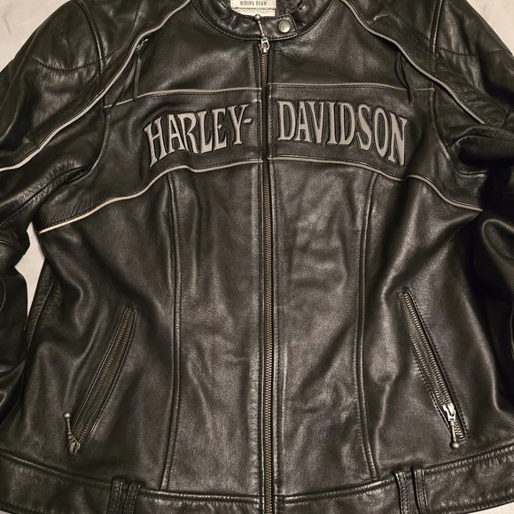 Women's Harley-Davidson Black Leather Jacket With Reflective Logos - Picture 9 of 12